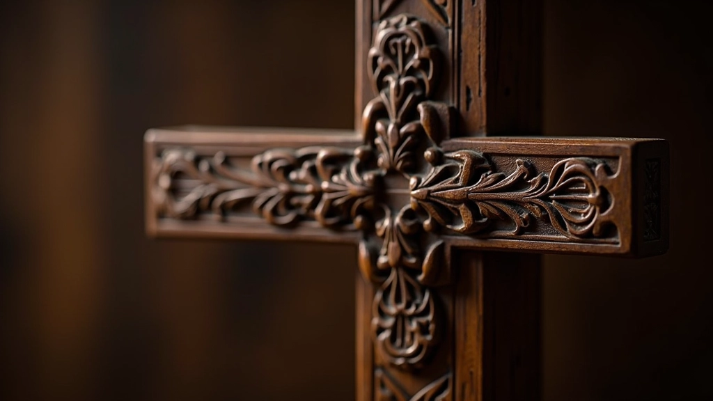 Išsamūs Darbėnų kryžiaus ornamentai su medžio rašto detalėmis
